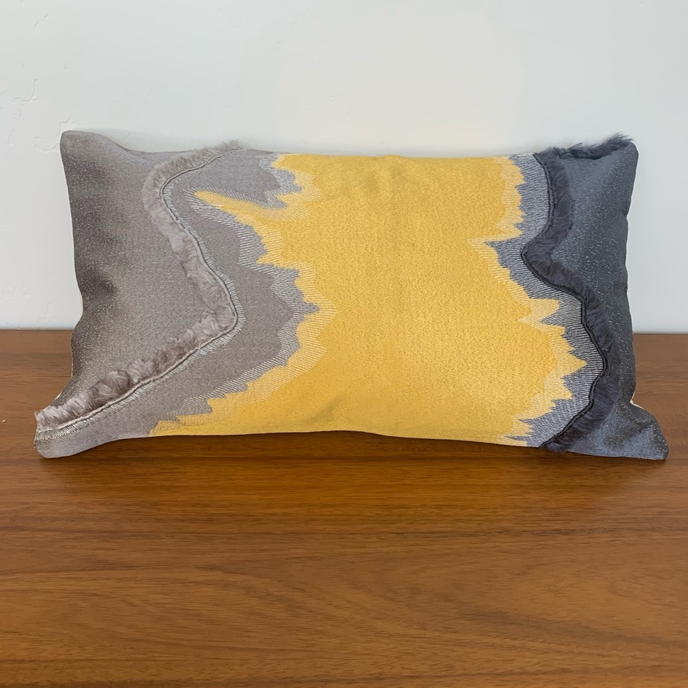 COPY - New West Elm Abstract Textured Accent Throw Pillow Cover 12x21 -Navy/Yel…